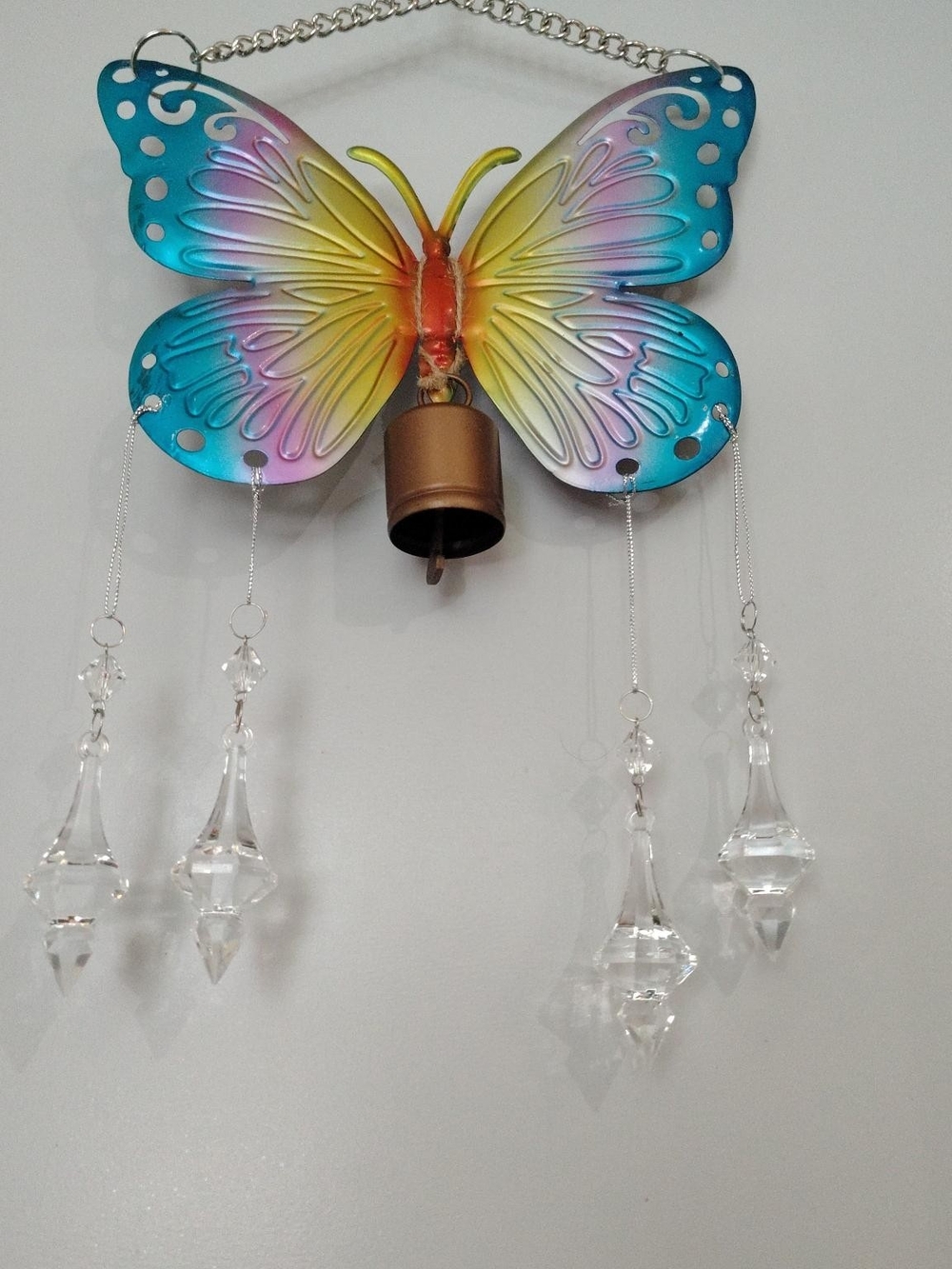 Bright Multicolor Butterfly Wall Hanging with Crystal Drops